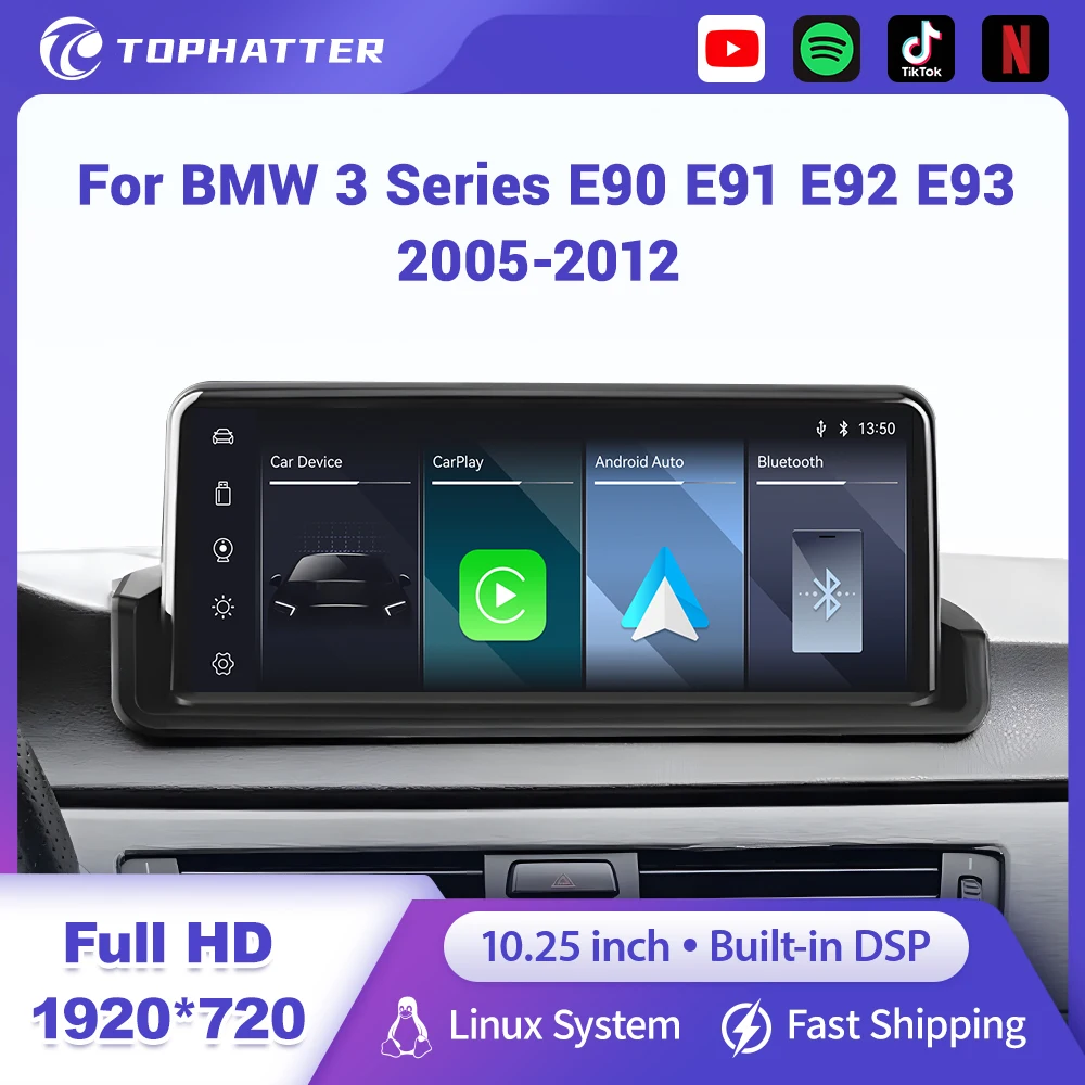 

Linux Carplay Wireless Audio Car Radio With Youtube For BMW 3 Series E90 E91 E92 E93 GPS Navigation Multimedia Touch Screen