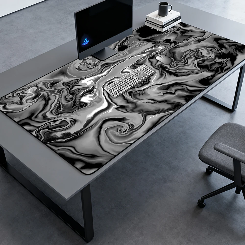 Monochrome Abstract Desk Pad Table Mat Large Mousemat 140x60 Gaming Nonslip Smooth Mousepad PC Deskmat Setup Decor Full Playmat