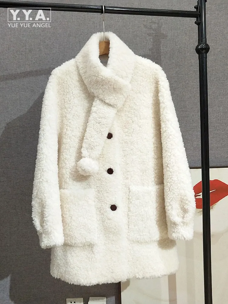 الشتاء سيدة الصوف س الرقبة واحدة الصدر الدفء ملابس خارجية متوسطة طويلة معطف فضفاض صالح موضة الإناث طويلة الأكمام سترة #1