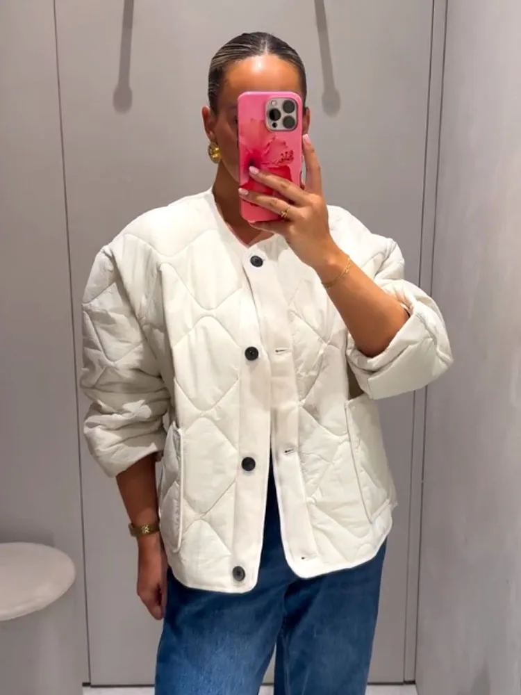 

HH женское зимнее хлопковое пальто в клетку с швами, женское свободное уличное пальто с длинными рукавами, однобортное дизайнерское повседневное пальто с карманами