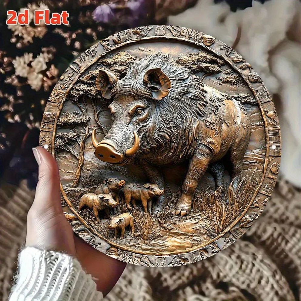 "فن حائط على شكل قرص نحت الخنزير ثنائي الأبعاد - ديكور داخلي/خارجي |   مثالية لغرف الطعام والحانات والغرف |   هدية ديكور العشاق"