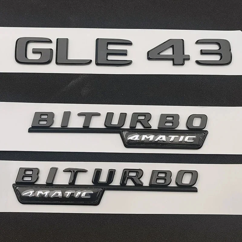 3D ABS Chrome Black Car Rear Trunk Badge Sticker GLE 43 BITURBO 4MATIC Emblem Logo For Mercedes GLE43 AMG W167 W166 Accessories