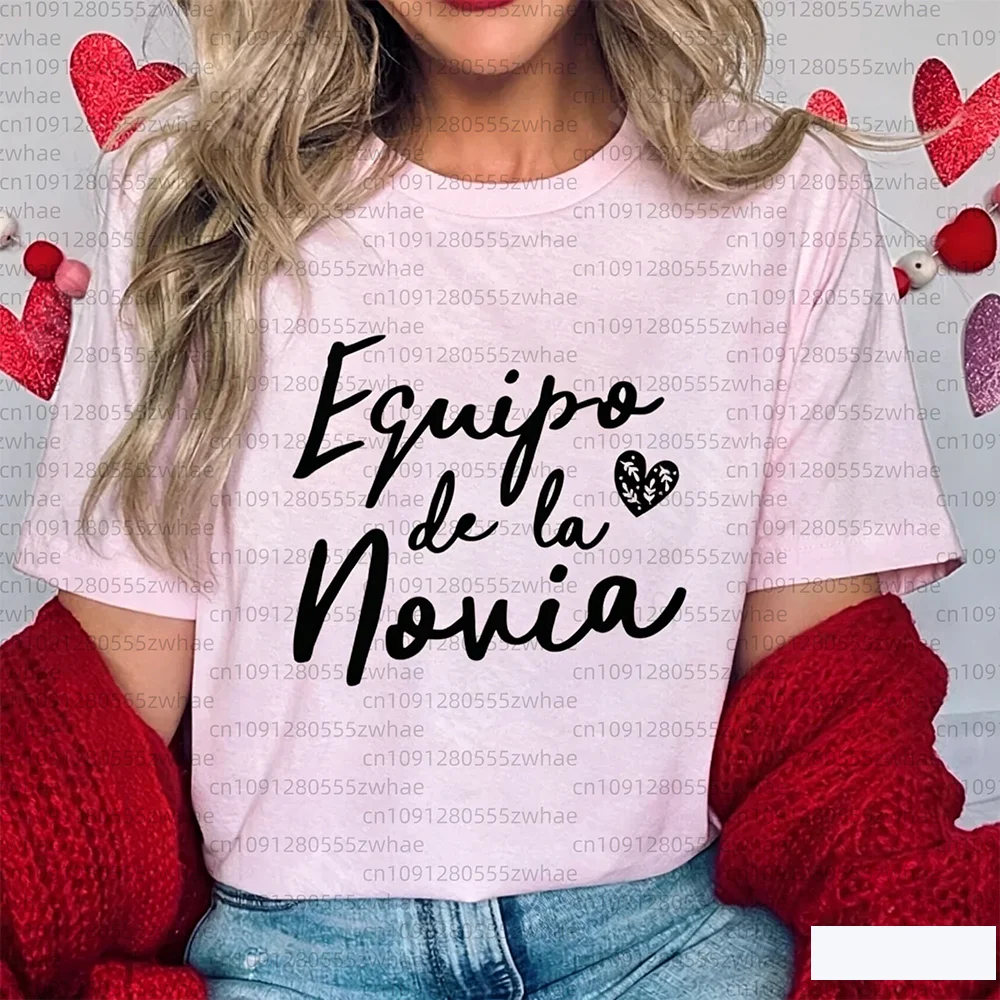 2026 New Spanish Girl Singles Party Matching Cotton T-shirt Team Bridesmaid Pattern Top Casual Fashion Wedding Group T-shirt