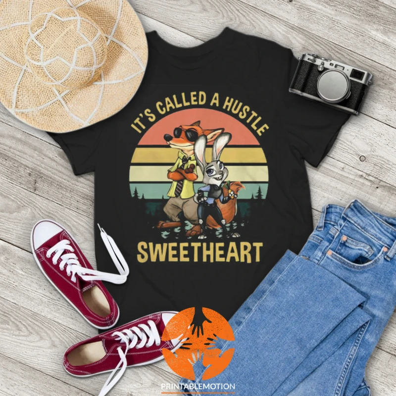 Es heißt „It's Called A Hustle Sweetheart“ Vintage-T-Shirt, Zootopia-Shirt, Judy Hopps-Shirt, Nick Wilde-Shirt, Geschenk-T-Shirt für Ihre Familie
