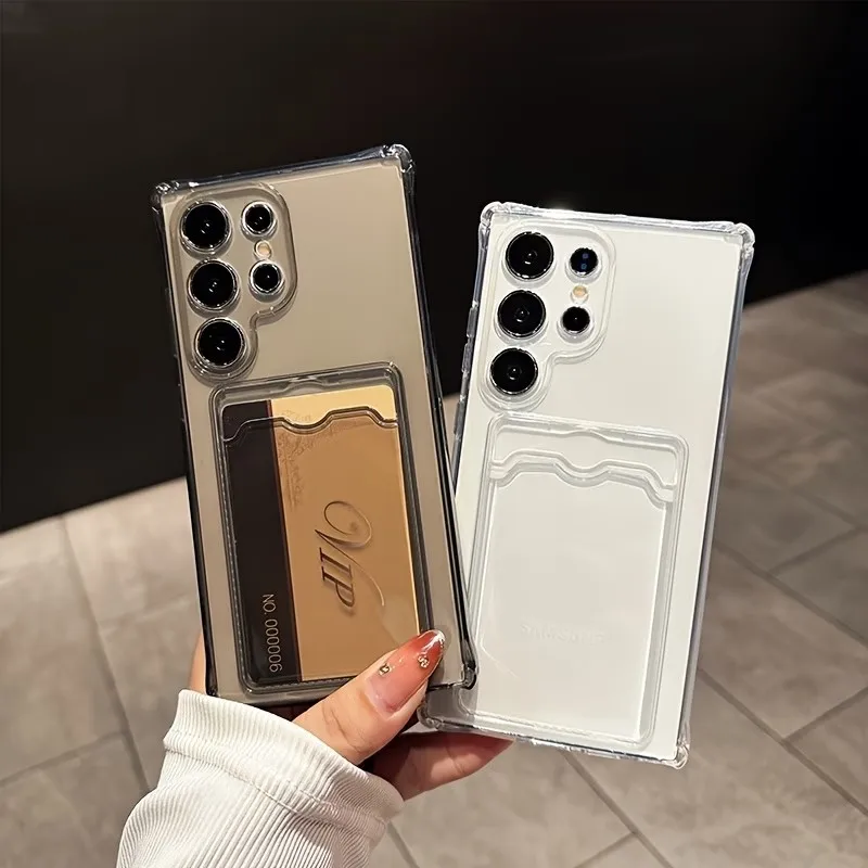 Card Bag Shockproof Phone Case For Samsung Galaxy S26 S25 S24 S23 S22 S21 S20 Ultra Plus Edge FE Card Pocket Silicone Cover
