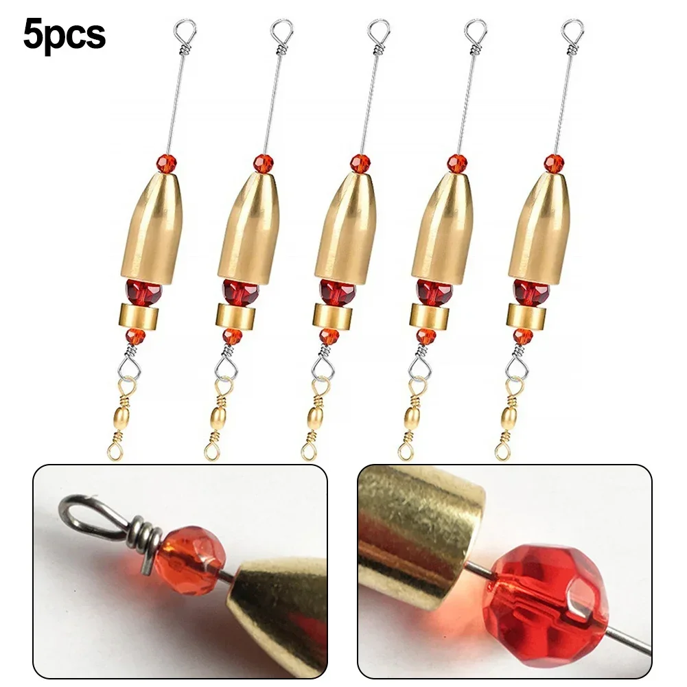 

5pcs Fishing Brass Rig Sinker Weights With Fishing Swivels Fishing Lure Weights Fishing Tools Accessories