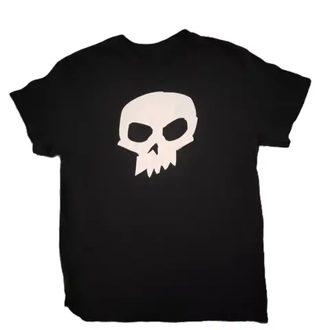 Men's Black Crew Neck Short Sleeve T-Shirt With Minimalist Skull Graphic Soft Fabric Casual Trendy Daily Wear Tee