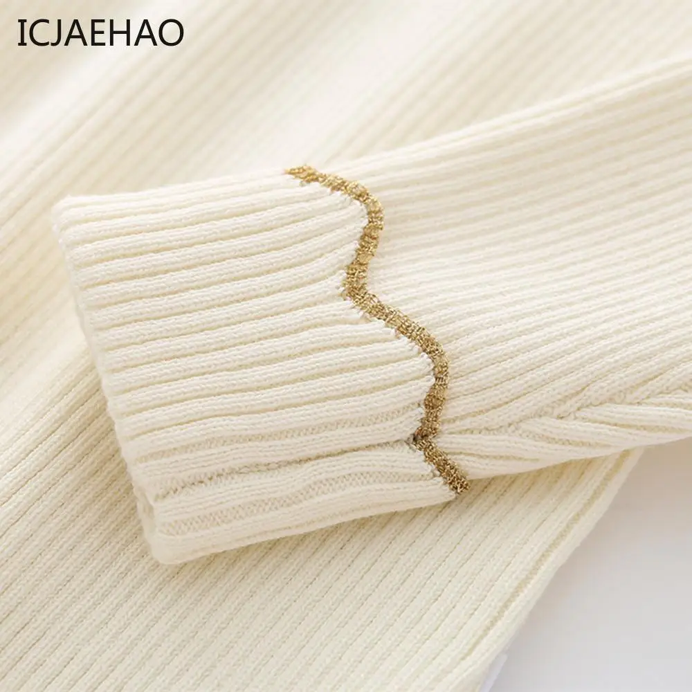 Newborn Baby Girls Knitted Sweatshirt Clothes for Autumn Winter Kids Sweater Top Clothing Classic Solid Color Long Sleeve Cotton