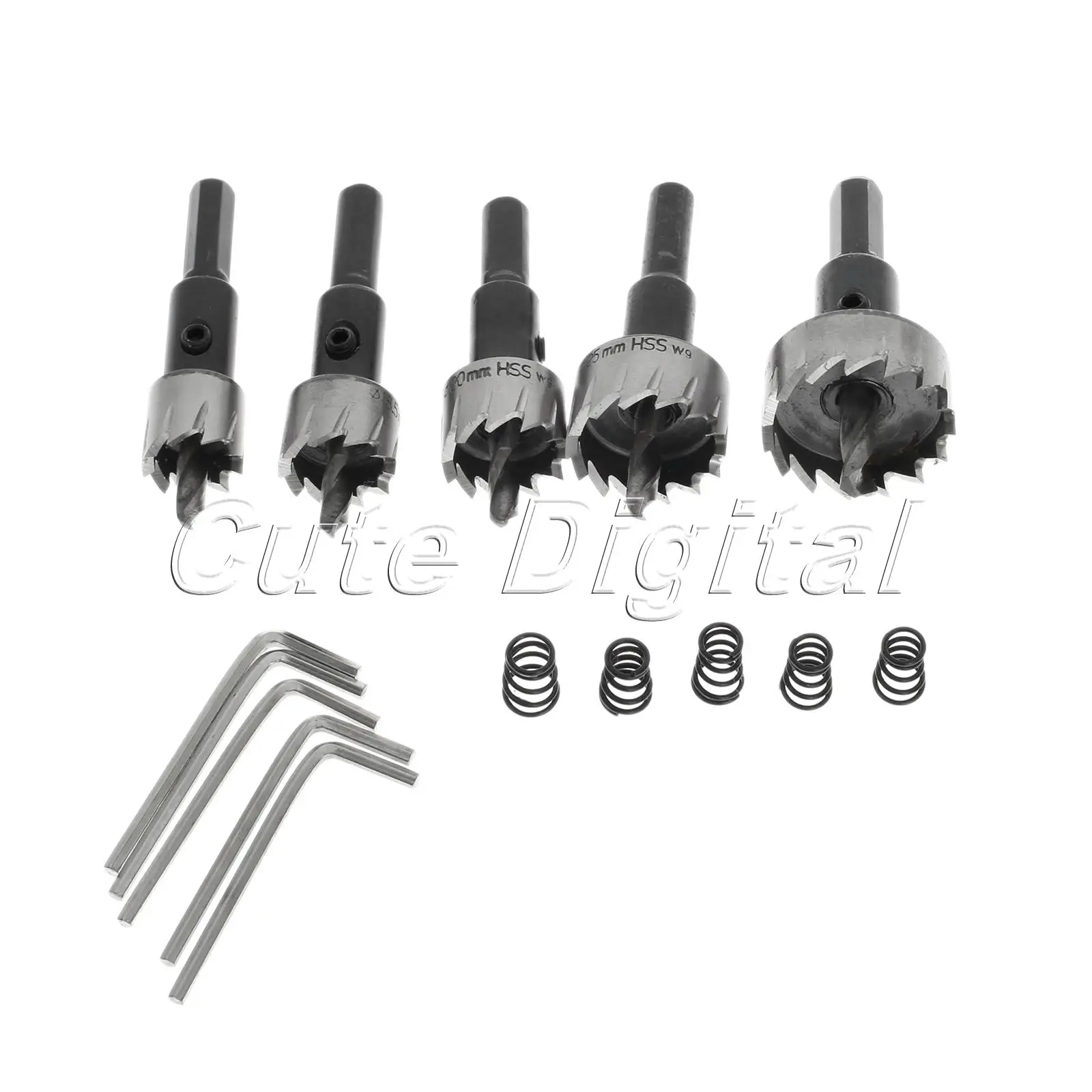 5PCS 드릴링 액세서리 목공 도구 16-30mm HSS 드릴 비트 초경 팁 고속 강철 구멍 톱 미니 드릴 + 렌치