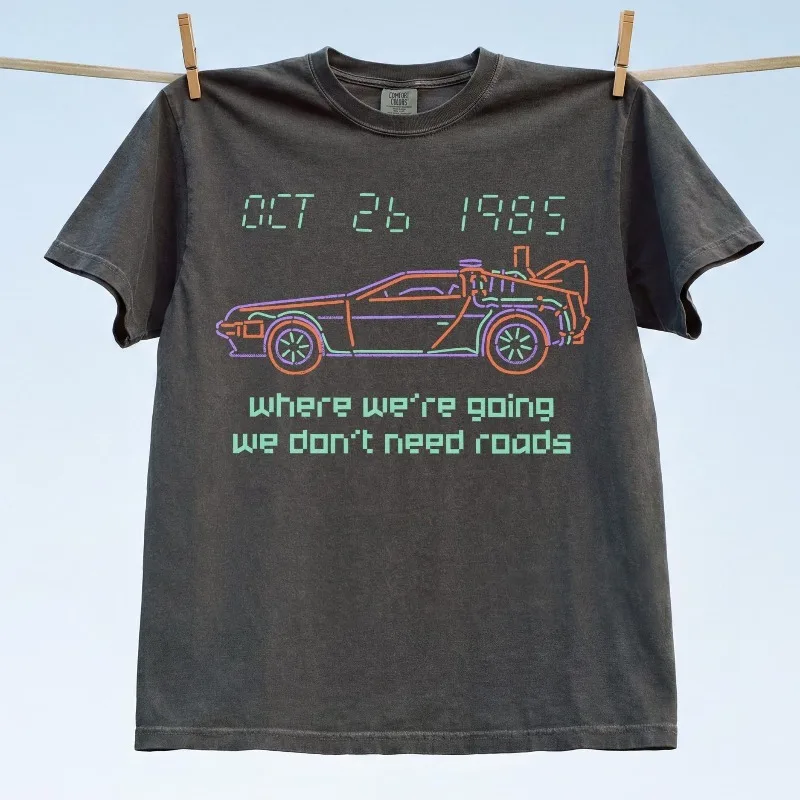 Back To The Future Vintage Movie Graphic Tees T-Shirt Vintage Men's Women Top 80's Future Sci-Fi Movie T-Shirt Retro Doc & Marty