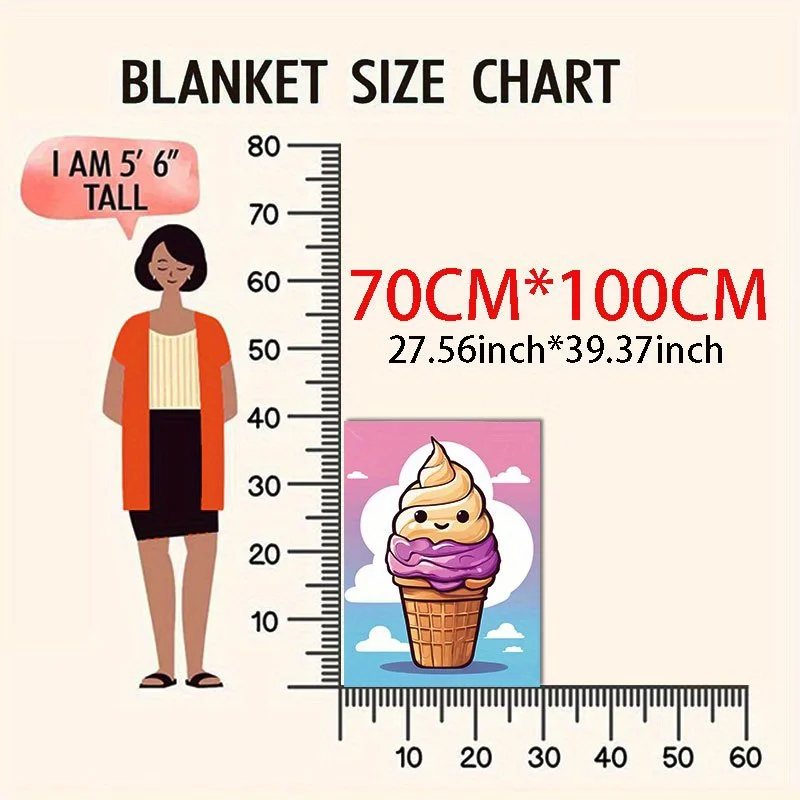 بطانية حلم الآيس كريم الحلوة، رمي الفانيلا ذو الوجهين لعشاق الحلوى، هدية ممتعة لذيذة ومريحة لجميع المواسم #3