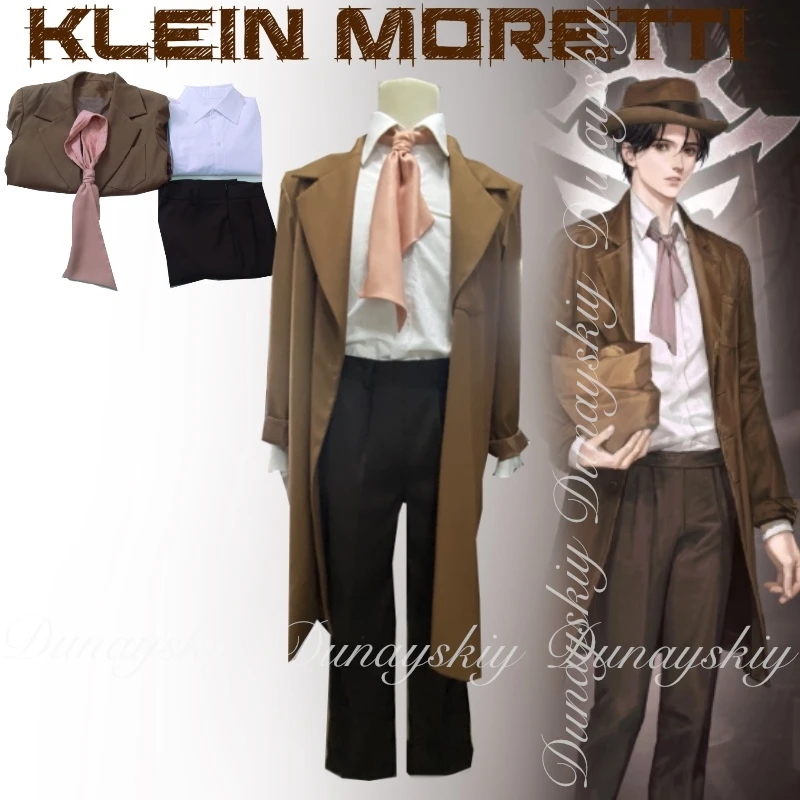 سيد الألغاز أنيمي كلاين موريتي WICCON Codename كذبة مع مجموعة المعطف البني وشعر مستعار أسود Helloween WICCON زي البدلة