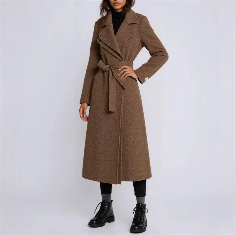 

Женский двубортный Тренч с бантом, длинный Тренч розового цвета с плоской горловиной и длинным рукавом