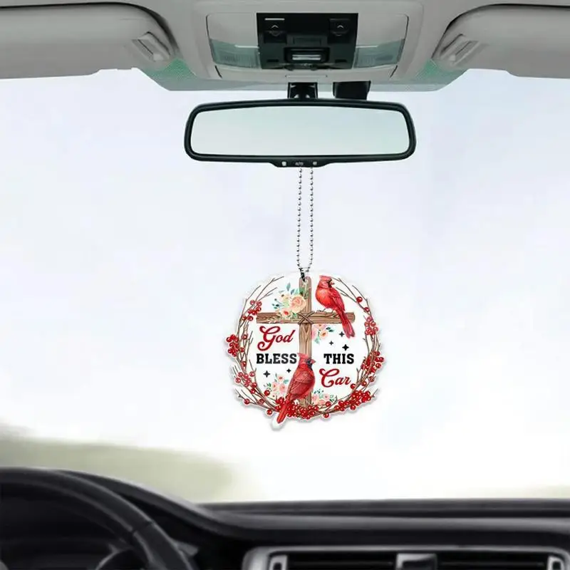 Car Rearview Mirror Hangings Decor Car Decoration Acrylic Flower And Bird Hangings Ornaments Car Interior Hangings Decor For