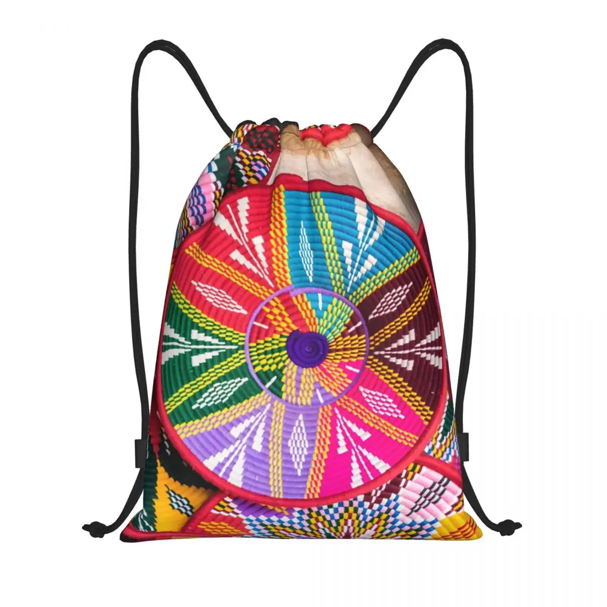 Ethiopian Plates Drawstring Bag Men Women Portable Gym Sports Sackpack Sefed Shopping Backpacks