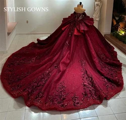 Red Off Shoulder 3D Flower Quinceanera Dresses Ball Gown Bead Appliques 2025 Birthday Luxury Dress Princess Sweet 16 Customized