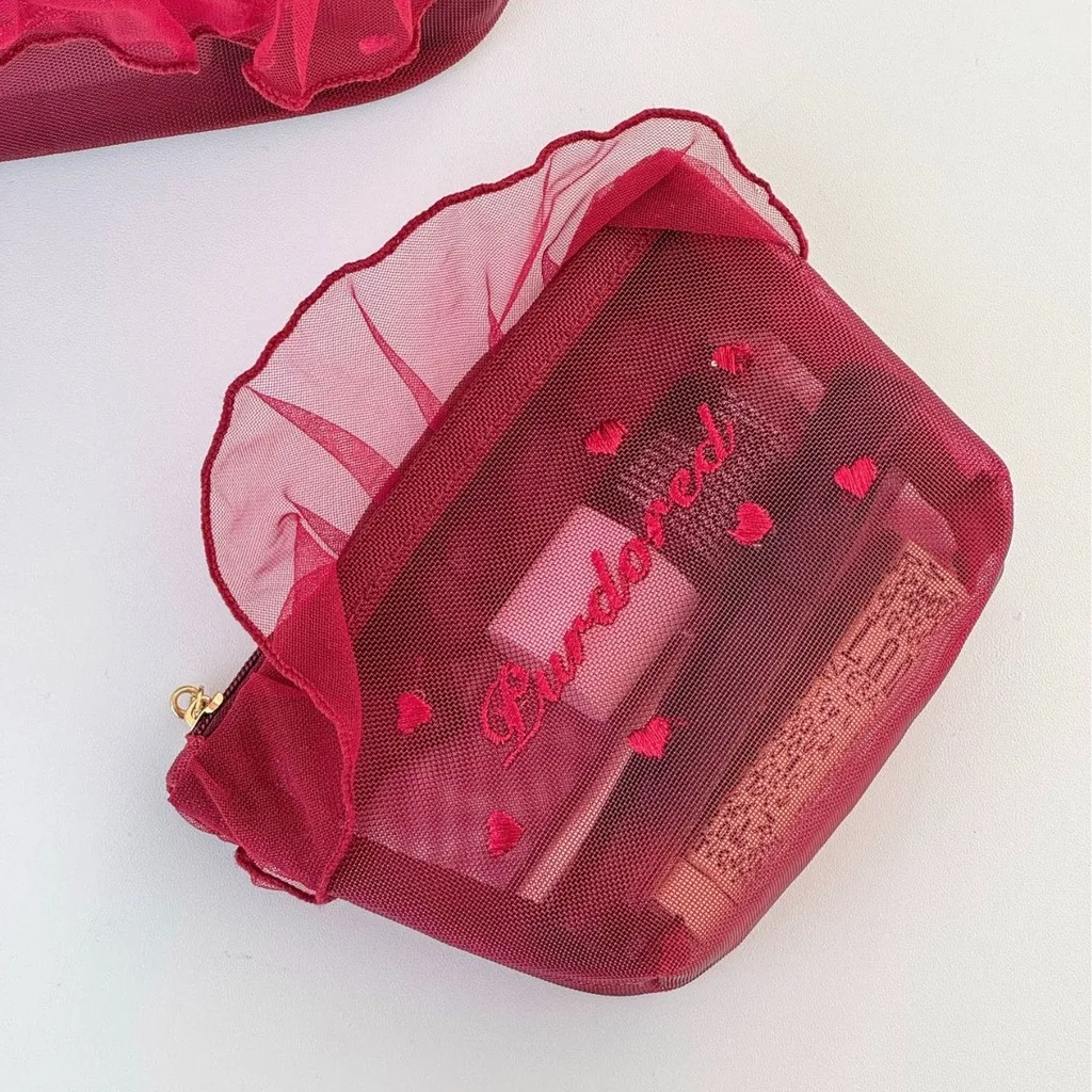 Lipstick Storage Bag Portable Square Makeup Bag Embroidered Cosmetic Bag Breathable Handheld Makeup Pouch For Lipstick Storage
