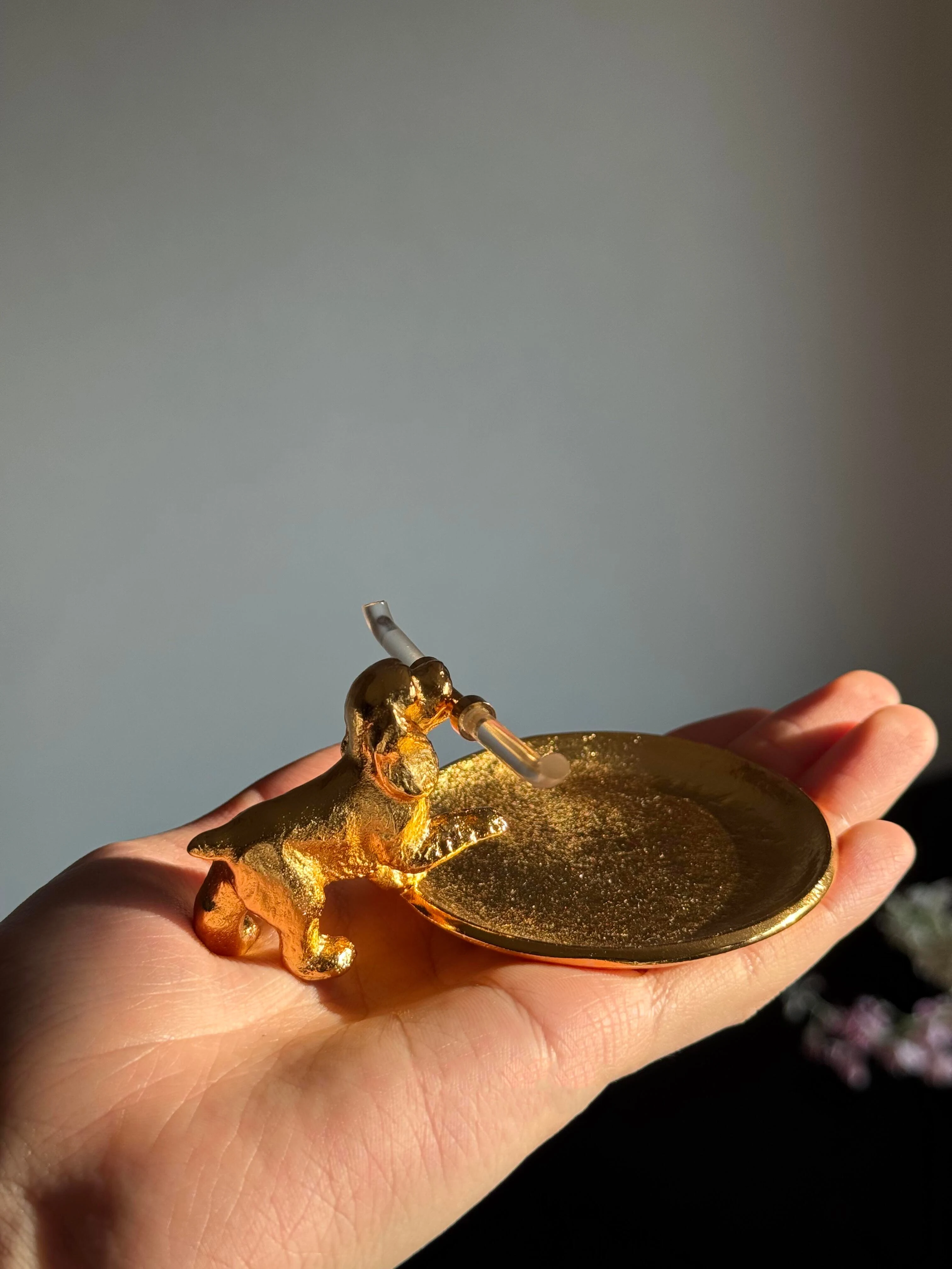 Gold Cocker Spaniel Jewelry Tray Niche Design Healing Ring Container Desktop Storage Accessory Small Ornament Decoration