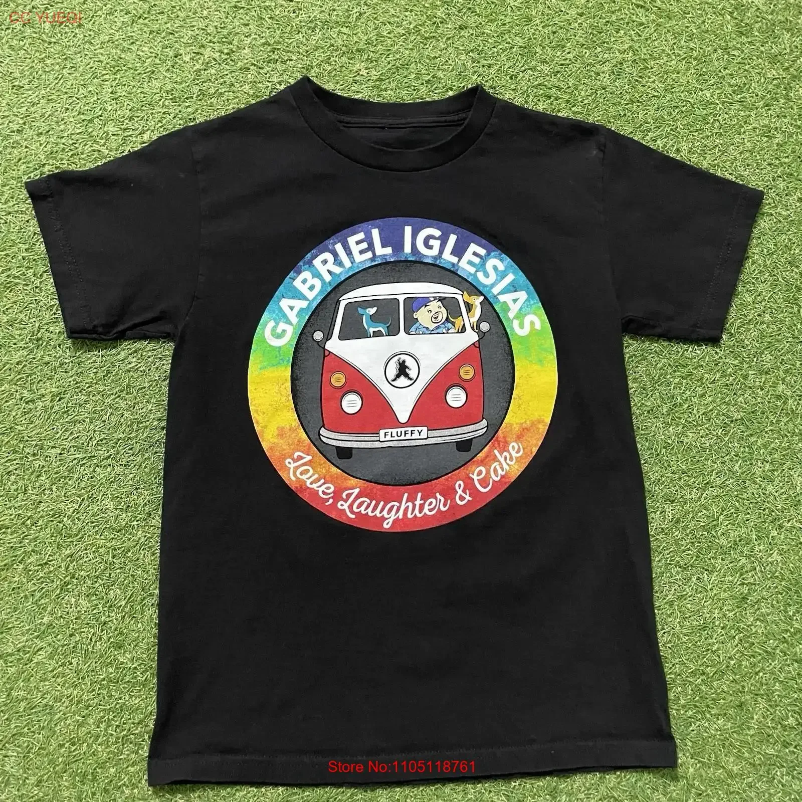 Fluffy Comedian Gabriel Iglesias Cartoon T Shirt Small S Love Laughter Cake long or short sleeves vintage Washed Stretched