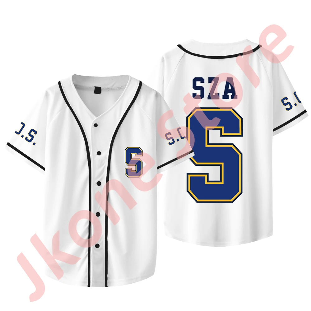 

SZA S Jersey SOS North America Tour Merch Baseball T-shirts Women Men Fashion Casual Short Sleeve Jacket