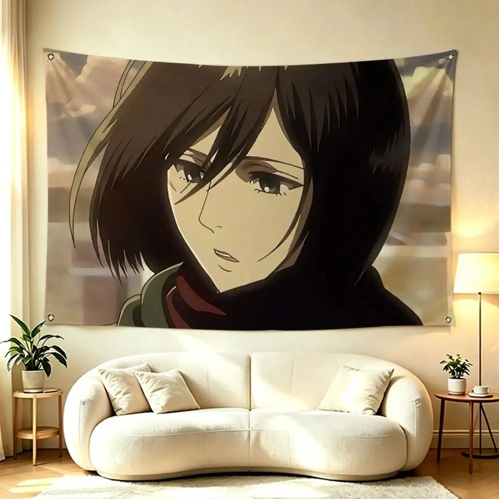 A-Attack on Titan Mikasa Ackerman Flags Wall Hanging Tapestry Outdoor Garage Room Decorative flag Background Blanket