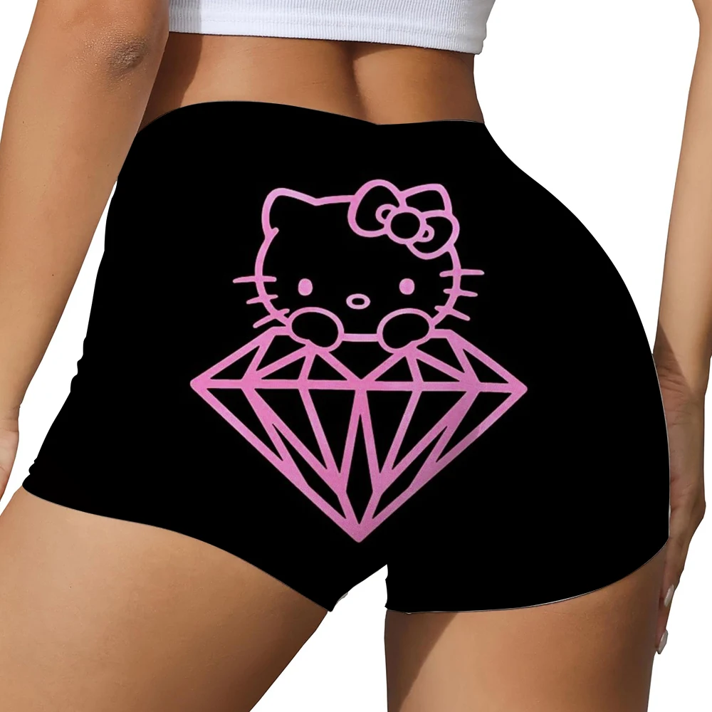 Dames Hello Kitty print Workout Yoga Shorts Naadloze Fitness Scrunch Butt Running Sportlegging Shapewear Trainingsbroek