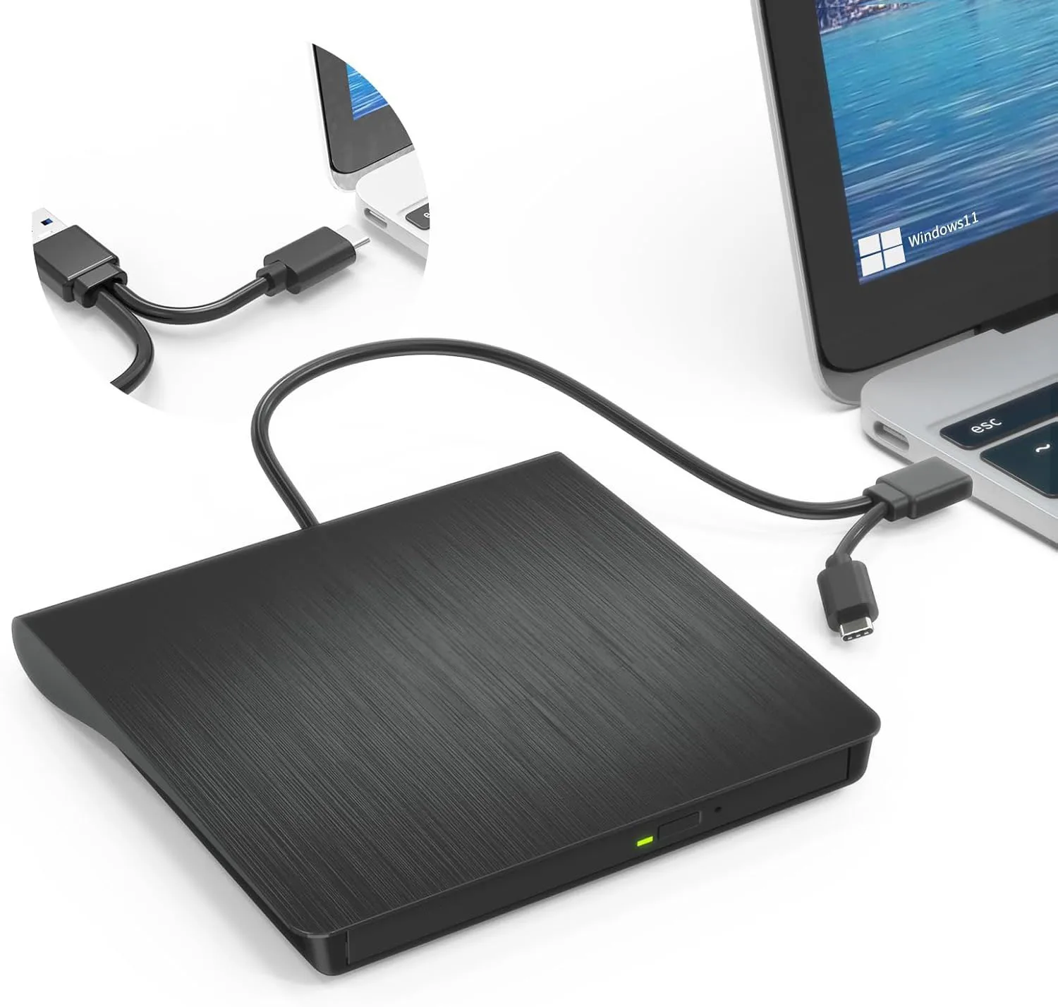 External CD DVD Drive, USB C Writer Type C USB 3.0 CD DVD RAM Burner Combo High Speed Re-Writer For Laptop Notebook PC Desktop