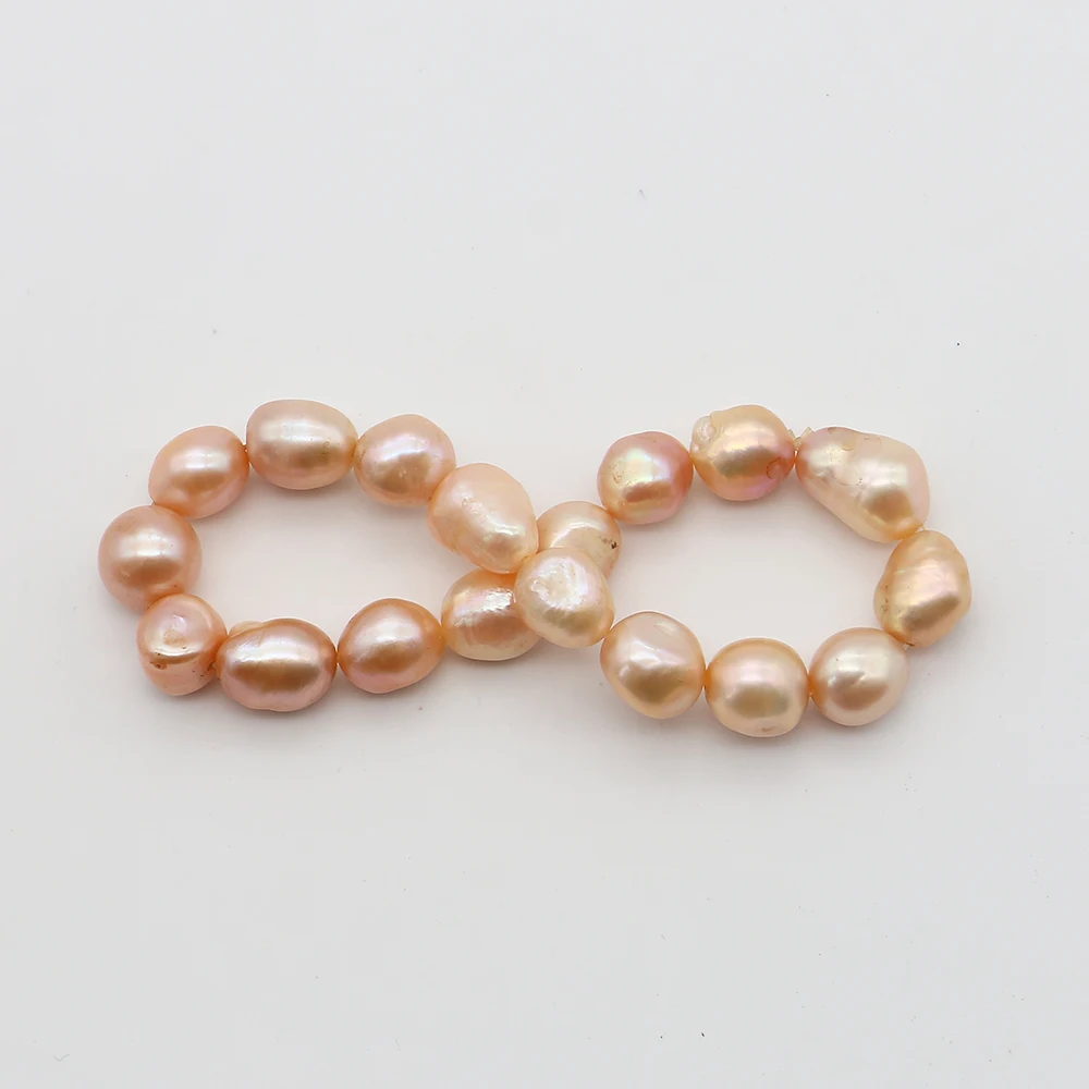 

9-10mm Orange Irregular Natural Freshwater Baroque Pearl Beaded Bracelet For Elegant Women's Party Birthday Jewelry Gift 1strand