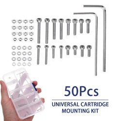 50pcs/set M2.5 Universal Turntable Headshell Cartridge Mounting Kit Stainless Steel Bolts Screws Nuts Set with Case