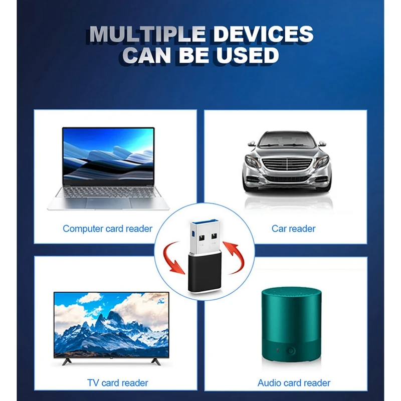 Alumínio Mini Memory Card Reader, Adaptador para Micro-SD Card, TF Card, USB 3.0, PC, Computador, Laptop, 3X