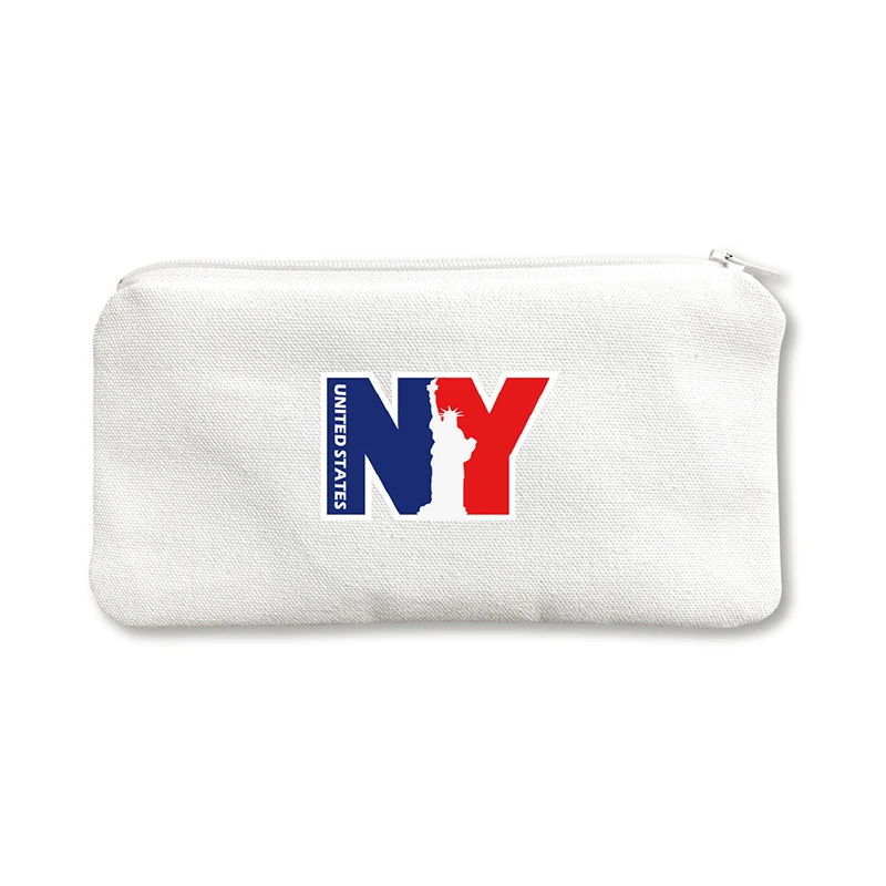 COLOR MASH Single-Sided Pattern 'New York' Canvas Chain Cosmetics Storage Bag, Pen Case, Coin Holder