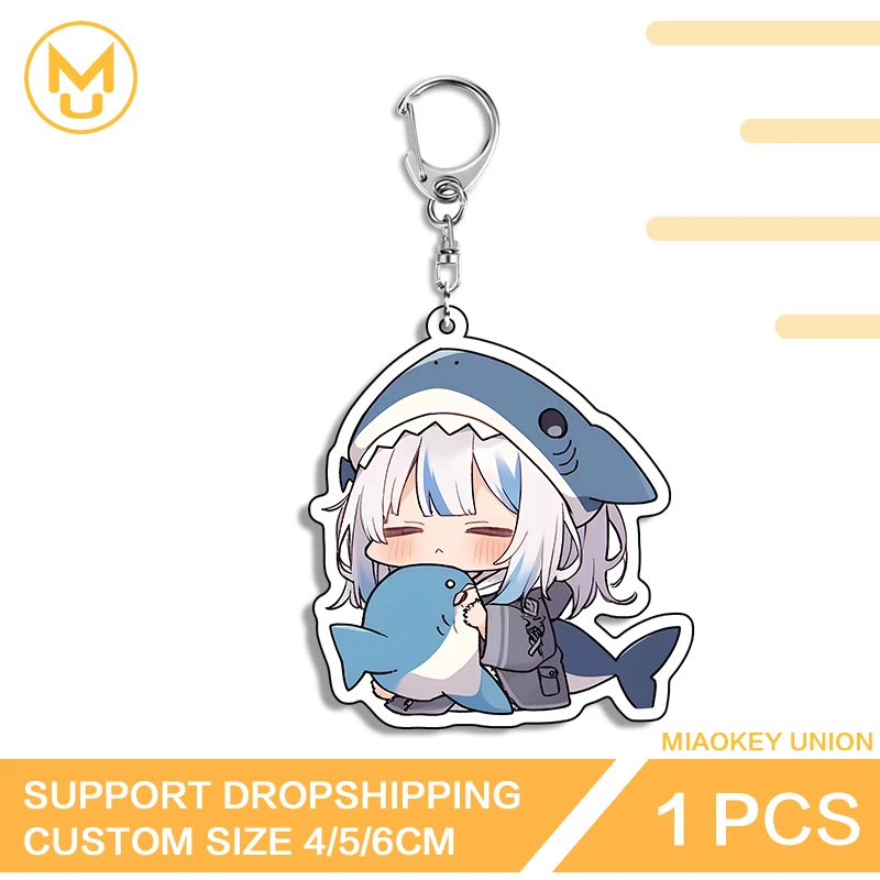 Vtuber Acrylic Furry Keyring Gawr Gura Lighting Key Chains Virtual Lover Costumes Props For Friends Fashion Key Holder Gifts