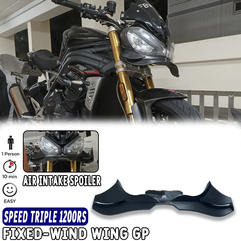 

For Triumph Speed Triple 1200RS 1200 RS 2021-2025 2024 Motorcycle Black Naked Front Spoiler Winglet Aerodynamic Wing Kit Spoiler