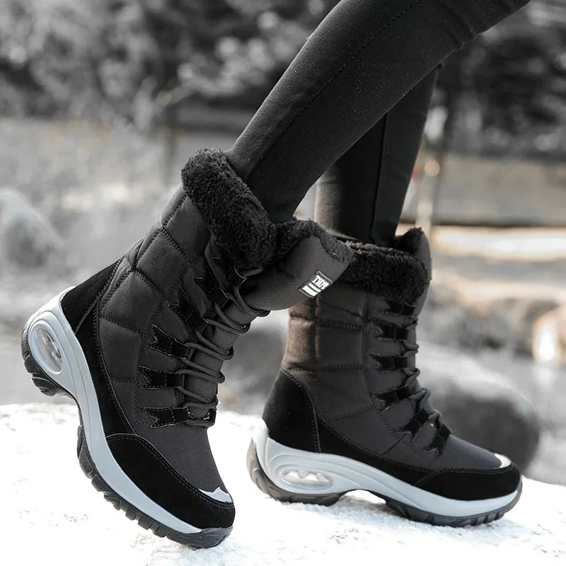 

2025 Winter Women Boots High Quality Warm Snow Boots Lace-up Comfortable Ankle Outdoor Waterproof Hiking