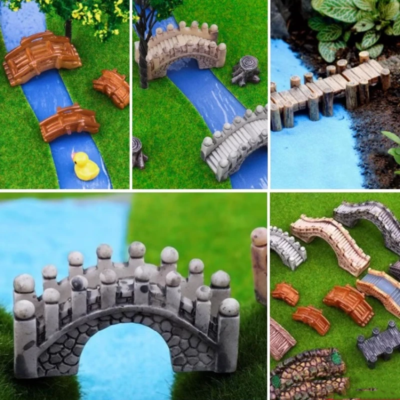 2pcs Miniature Bridge Stairs Steps Resin Figurine Modeling Craft Toy Garden Ornament Micro Landscape Accessories Diorama Scenery