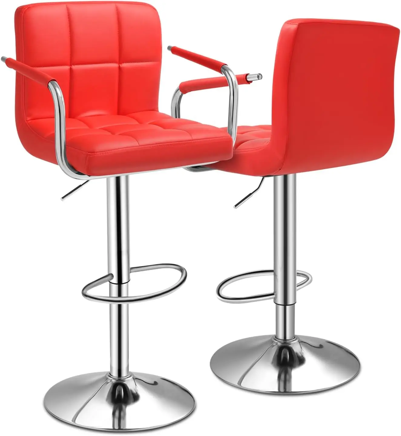 

Modern Bar Stools Set Of 2, Height Adjustable Swivel Barstools With Armrest And Footrest, Bar Chairs For Kitchen Island