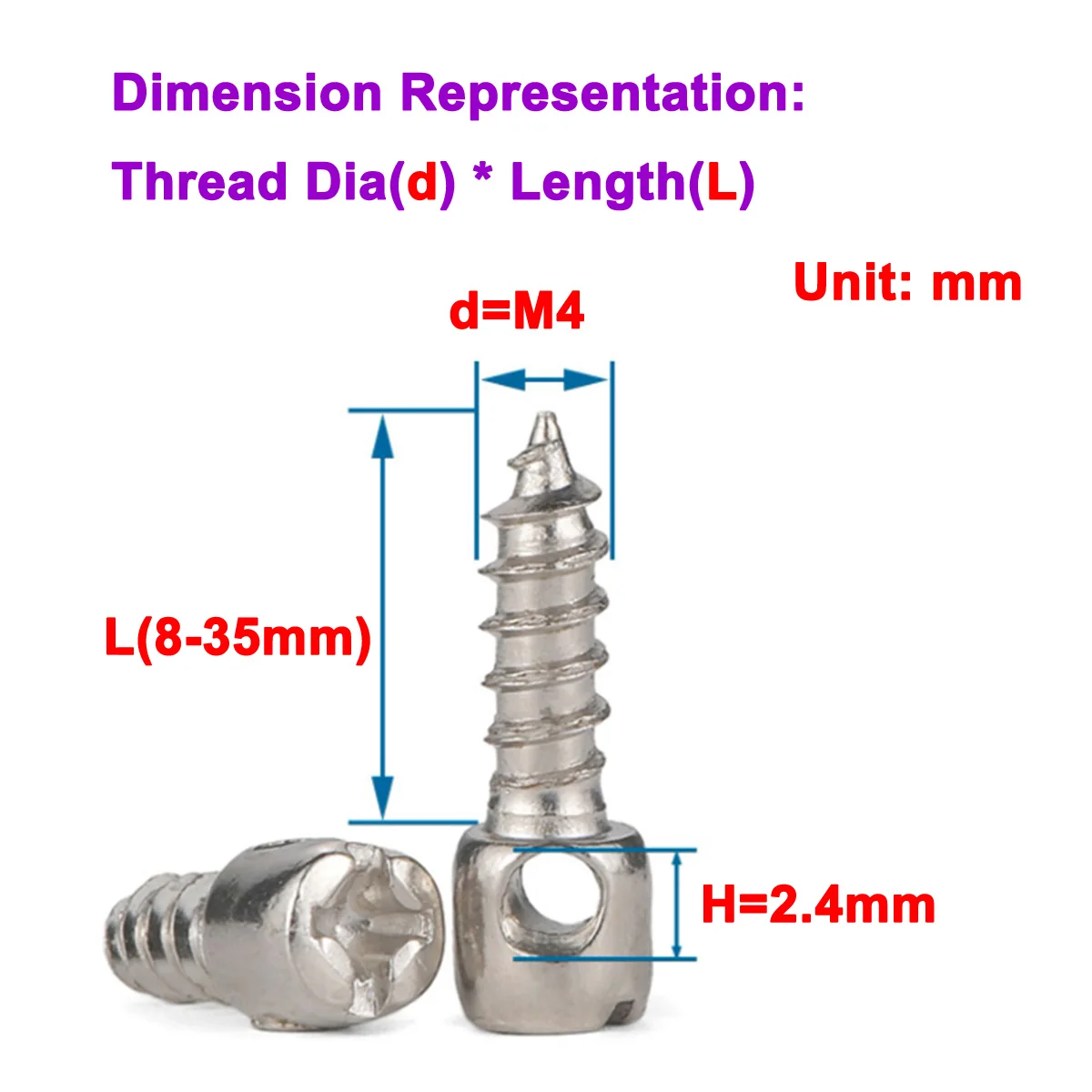 M4 Nickel Plated Cylindrical Hole Lead Sealing Self Tapping Screw For Electric Meter Box