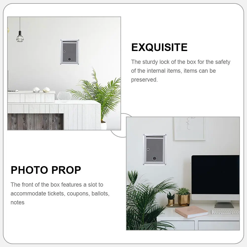 2Pcs Suggestion Boxes Metal Letter Box Lockable Wall Mounted Mailbox Voting Ballot Box for Fundraising Donation Collection