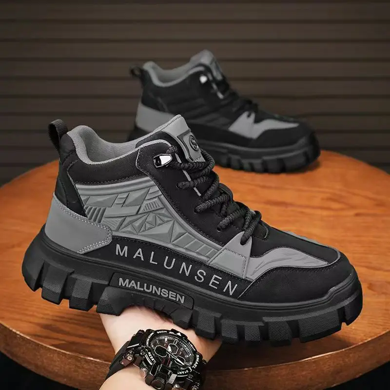 Men's Comfortable Autumn Winter High-top Shoes Warm Thick-soled Work Boots  Sporty Casual Sporty Cosy Shoes Wear-resistant Boots
