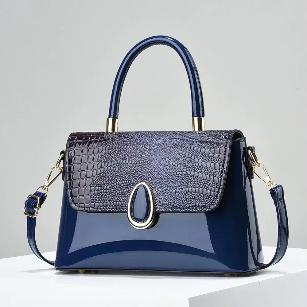 Korean Style Women Handbag Trendy PU Leather Pearlite Layer Shoulder Bags Small Square Pocket