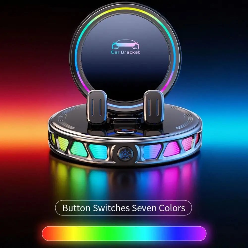 RGB Ambient Lightting Electric Car Mount Vacuum Suction Cup 360° Rotation Auto Clamping Phone Holder Wireless Charging