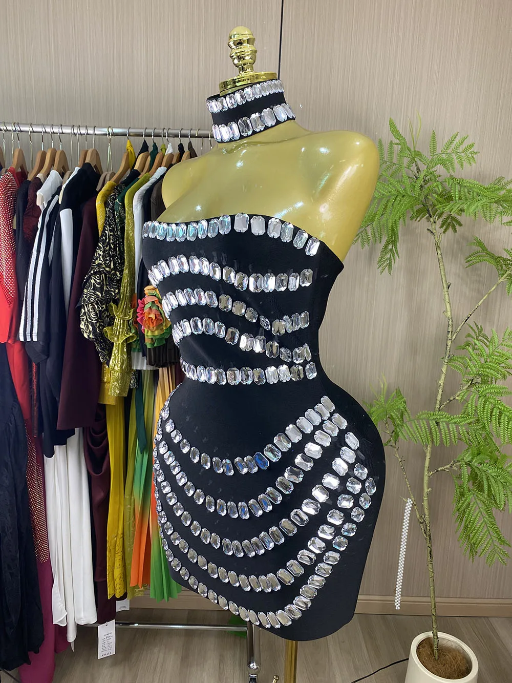 Stylish Beaded Celebrity-Style Evening Gown – Sexy, Form-Fitting Party & Clubwear-GZXX1173