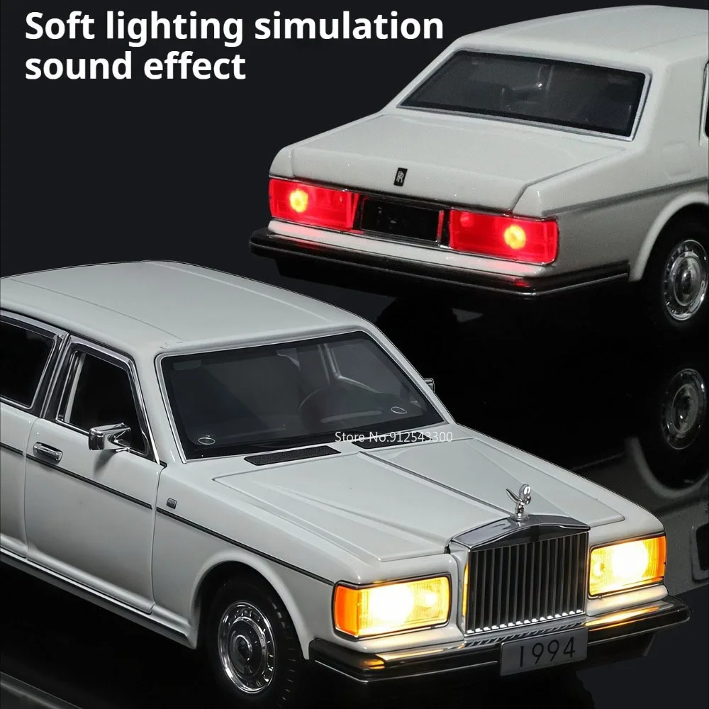 Silbersporn im Maßstab 1:32 ‌   Wraith Modellauto Spielzeug Metallgehäuse Gummireifen Musik Licht Zurückziehen Miniaturautos Modelle Weihnachtsgeschenke