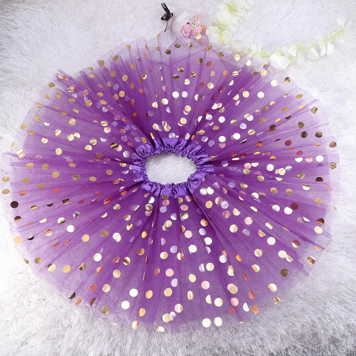 

Purple Layered Tutu Skirt Girls Tulle Dotted Sequin Ballet Dance Party Birthday Holiday Skirts Skirts for Girls
