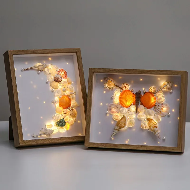 

Shell Night light Conch Starry Sky Light Picture Frame DIY Making Materials Package Handmade Birthday Gift to Lovers Free creati