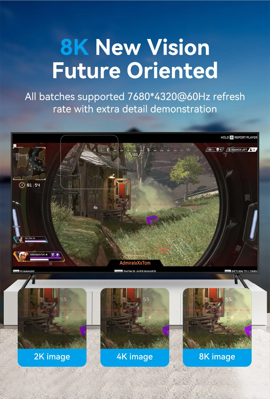 Vention 10K DisplayPort-Kabel 8K@60Hz 4K@165Hz 40 Gbit/s Display Port Audiokabel unterstützt HDR HDCP 2.2 für Gaming-Monitor TV DP 2.0 – Detail 5