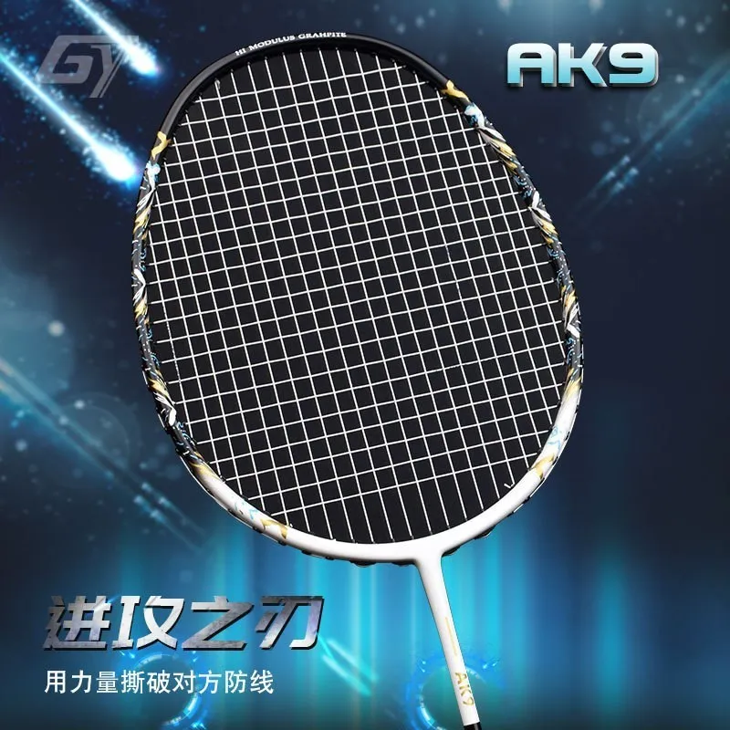 Ak9 Attack Blade Full Carbon Racket 4u Professional Durable Men and Women 30 Pounds Badminton Racket Single Shot Yaks Brand