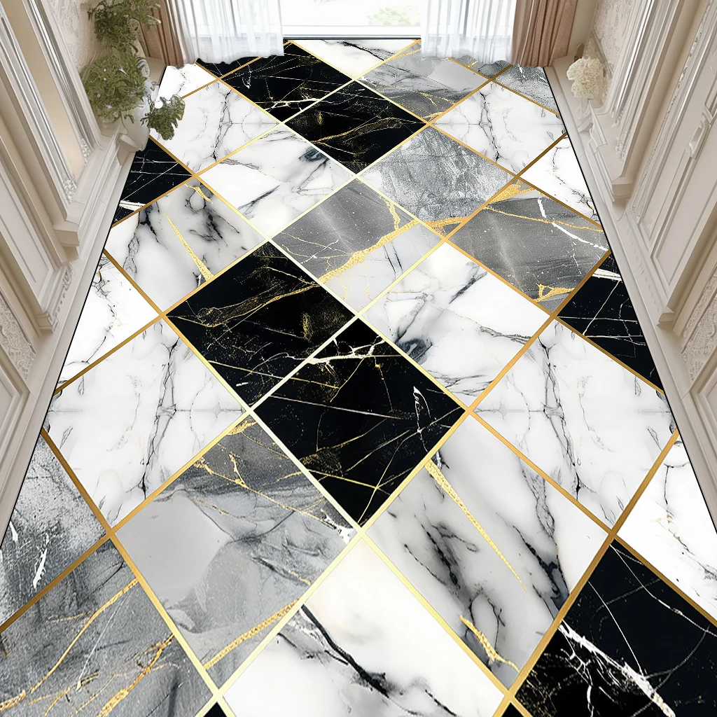 Modern Luxury Marble Carpet for Living Room Decoration Home Entrance Door Mat Geometric Abstract Rug Non-slip Coffee Tables Mat