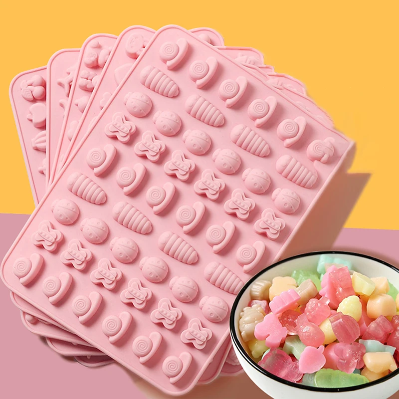 Molde de silicona para chocolate con formas de animales y frutas variadas, conejo, pez, para fudge, caramelos, gelatina, molde geométrico de corazón, set de repostería para decoración de pasteles, bandeja de hielo, regalos