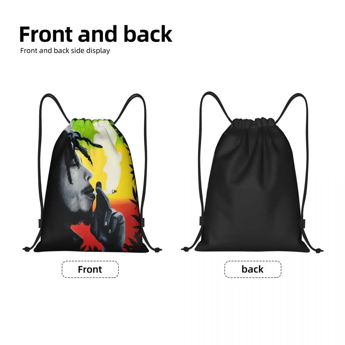 Bobs And Marley Smoking Jocelyn Passeron Unique Drawstring Bags Gym Bag Blanket roll Travel Backpack Humor Graphic